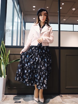 「eimy istoire」｜「アイテム（ライダースジャケット）」を使った、Manami_officialさん（レディース・155cm）の冬コーディネート