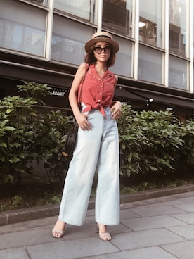 「eimy_ootd」｜「アイテム（帽子）」を使った、Manami_officialさん（レディース・155cm）の夏コーディネート