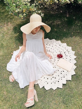 「eimy_ootd」｜「アイテム（帽子）」を使った、Manami_officialさん（レディース・155cm）の夏コーディネート