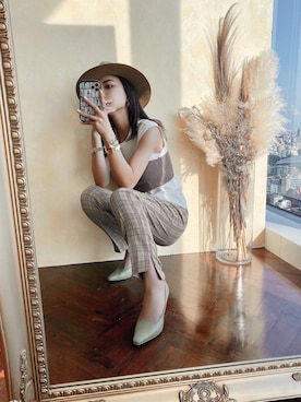 「eimy_ootd」｜「アイテム（帽子）」を使った、Manami_officialさん（レディース・155cm）の夏コーディネート