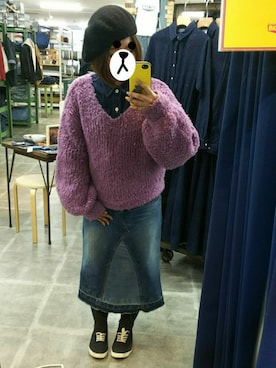 「もけもけ」｜「アイテム（ハンチング/ベレー帽）」を使った、あやっちぇさん（レディース・153cm）の冬コーディネート