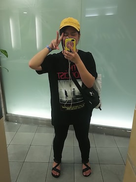 「one after another NICE CLAUP（ワンアフターアナザーナイスクラップ）のアイテム（キャップ）」を使った、あやっちぇさん（レディース・153cm）の夏コーディネート