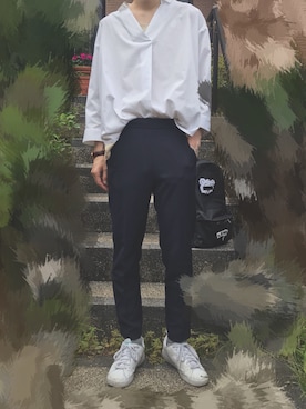 「ダニエルウェリントン」｜「アイテム（スラックス）」を使った、れいさん（メンズ・175cm）の夏コーディネート