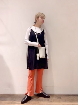 「ジーナシス」｜「アイテム（キャミソール）」を使った、RIKOさん（レディース・163cm）の春コーディネート