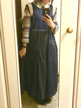 「Jocomomola（ホコモモラ）のアイテム（トップス）」を使った、mi(nuu)さん（レディース・154cm）の春コーディネート