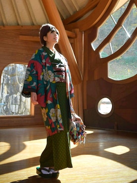 「きものコーディネート」｜「アイテム（浴衣）」を使った、nee さん（レディース・157cm）の春コーディネート