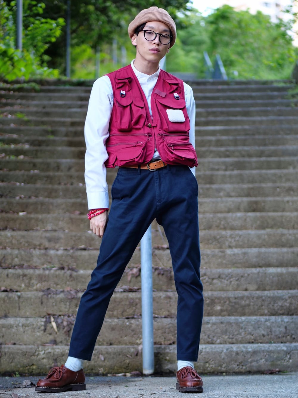 ベスト（レッド系）を使った「フィッシングベスト」のメンズ人気