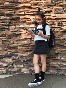 「CONVERSE（コンバース）のアイテム（スリッポン）」を使った、⋆*✩⑅◡̈⃝*さん（キッズ・120cm）の春コーディネート