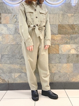 「GU（ジーユー）のアイテム（オールインワン・サロペット）」を使った、chiharuさん（レディース・150cm）の冬コーディネート