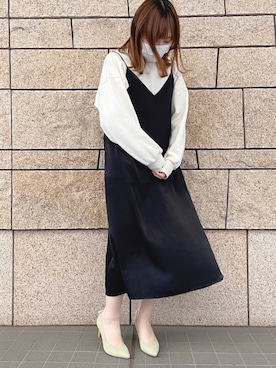 「GU（ジーユー）のアイテム（ワンピース/ドレス）」を使った、chiharuさん（レディース・150cm）の冬コーディネート