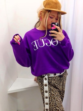 「アパレルスタッフ」｜「アイテム（スウェット）」を使った、れなっち🦄💜ギャルの神様👼さん（レディース・163cm）の冬コーディネート