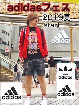 「adidas Originals（アディダスオリジナルス）のアイテム（ブルゾン）」を使った、LiME(松尾 頼武)作曲家さん（メンズ・163cm）の夏コーディネート