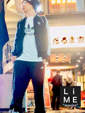 「adidas Originals（アディダスオリジナルス）のアイテム（ブルゾン）」を使った、LiME(松尾 頼武)作曲家さん（メンズ・163cm）の冬コーディネート