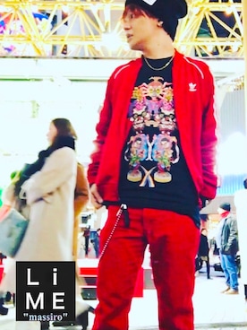 「adidas Originals（アディダスオリジナルス）のアイテム（ブルゾン）」を使った、LiME(松尾 頼武)作曲家さん（メンズ・163cm）の春コーディネート