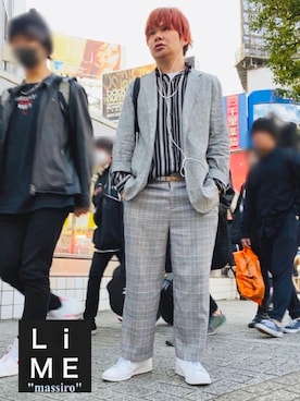 LiME(松尾 頼武)作曲家さん（メンズ・163cm）の春コーディネート