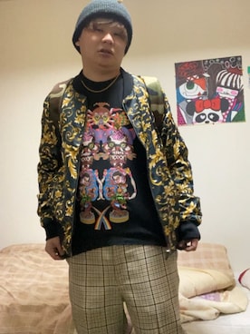 「Rodeo Crowns（ロデオクラウンズ）のアイテム（バッグ）」を使った、LiME(松尾 頼武)作曲家さん（メンズ・163cm）の冬コーディネート