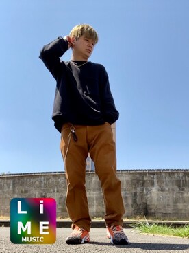 「シンフルコーデ」｜「アイテム（スウェット）」を使った、LiME(松尾 頼武)作曲家さん（メンズ・164cm）の春コーディネート