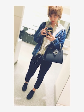 「LEPSIM（レプシィム）の【日々アイテム】ストレッチムジスリムパンツ17FW　762936（その他パンツ）」を使った、じょんちゃん。さん（レディース・172cm）の春コーディネート