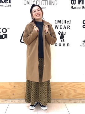 「coenスタッフスタイリング」｜「アイテム（ステンカラーコート）」を使った、coenいのくまさん（レディース・157cm）の冬コーディネート