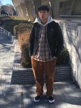 「CHALLENGER（チャレンジャー）のアイテム（ジャケット/アウター）」を使った、junya_kasugaさん（メンズ・180cm）の冬コーディネート