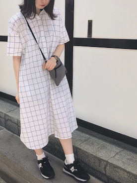 「OZOC（オゾック）のアイテム（シャツワンピース）」を使った、リホリホさん（レディース・158cm）の夏コーディネート