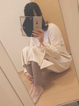 「MAJESTIC LEGON（マジェスティックレゴン）の【予約商品】【amelier】バックツイストワッフルワンピ（ワンピース/ドレス、ブルー系）」を使った、ごまさん（レディース・157cm）の春コーディネート