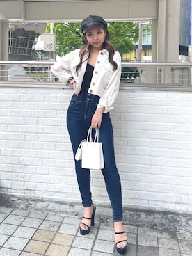 「SPIRALGIRL（スパイラルガール）のアイテム（帽子）」を使った、ayunaさん（レディース・160cm）の春コーディネート