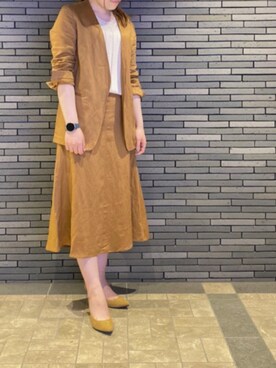 「SALON adam et rope'（サロン アダム エ ロペ）のアイテム（ノーカラージャケット）」を使った、FUMIKAさん（レディース・166cm）の春コーディネート