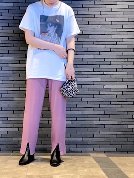 「リブニットパンツ」｜FUMIKAさん（レディース・166cm）の夏コーディネート