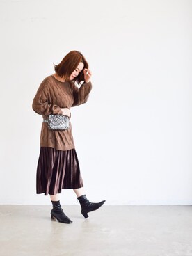 「Libra Cue（リブラ キュー）のアイテム（ニット/セーター）」を使った、keiei*さん（レディース・158cm）の秋コーディネート