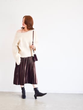 「Libra Cue（リブラ キュー）のアイテム（ニット/セーター）」を使った、keiei*さん（レディース・158cm）の秋コーディネート