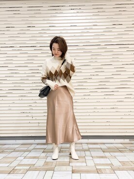 「TORY BURCH（トリーバーチ）のアイテム」を使った、keiei*さん（レディース・158cm）の冬コーディネート