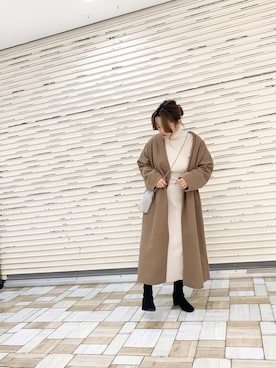 「アントマリーズ」｜「アイテム（ノーカラージャケット）」を使った、keiei*さん（レディース・158cm）の冬コーディネート