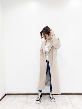 「Aunt Marie's（アントマリーズ）のアイテム（Tシャツ/カットソー）」を使った、keiei*さん（レディース・158cm）の春コーディネート