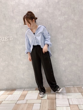 「Aunt Marie's（アントマリーズ）のアイテム（シャツ/ブラウス）」を使った、keiei*さん（レディース・158cm）の春コーディネート