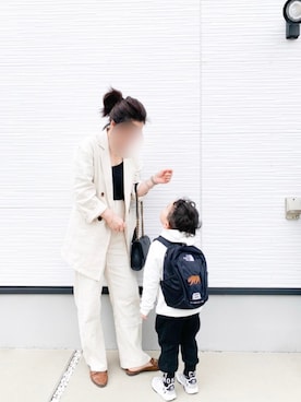 「THE NORTH FACE（ザノースフェイス）のTHE NORTH FACE/ザ・ノースフェイス/Day pack/キッズ用リュックhome slice NMJ72005（バックパック/リュック）」を使った、keiei*さん（レディース・158cm）の春コーディネート
