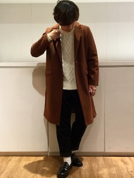 「GLOBAL WORK（グローバルワーク）のラムナイロンケーブルニット/802047（ニット/セーター）」を使った、いしかわさん（メンズ・168cm）の秋コーディネート