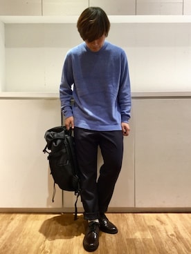 「ライトブルー」｜「アイテム（その他シューズ）」を使った、いしかわさん（メンズ・168cm）の秋コーディネート