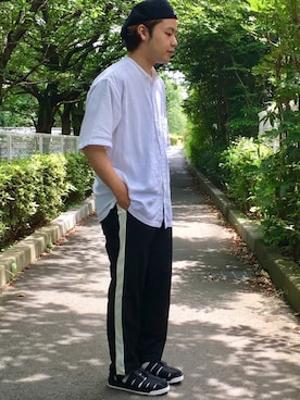「SHAKA」｜「アイテム（ハンチング/ベレー帽）」を使った、いしかわさん（メンズ・168cm）の夏コーディネート