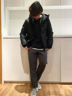 「フードコート」｜「アイテム（ブルゾン）」を使った、いしかわさん（メンズ・168cm）の冬コーディネート