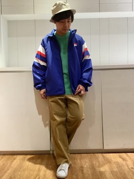 「FILA（フィラ）のアイテム（帽子）」を使った、いしかわさん（メンズ・168cm）の冬コーディネート