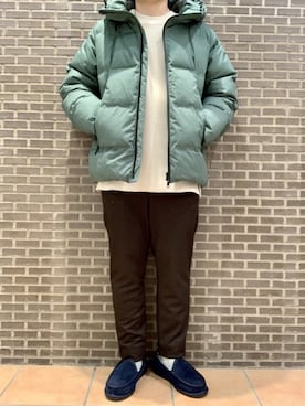 「ワッフルクルーネックＴ」｜「アイテム（スリッポン）」を使った、いしかわさん（メンズ・168cm）の冬コーディネート