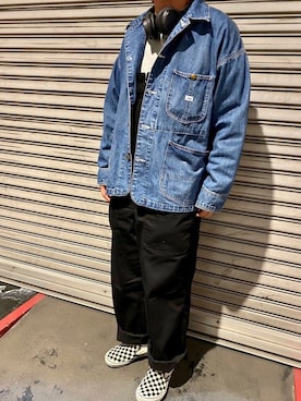 「Lee（リー）のアイテム（カバーオール）」を使った、いしかわさん（メンズ・168cm）の春コーディネート