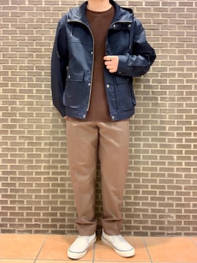 「ブラウンコーデ」｜「アイテム（マウンテンパーカー）」を使った、いしかわさん（メンズ・168cm）の春コーディネート