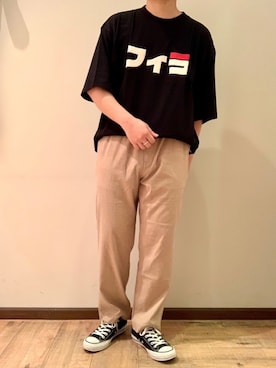 「FILA（フィラ）のアイテム（トップス）」を使った、いしかわさん（メンズ・168cm）の夏コーディネート