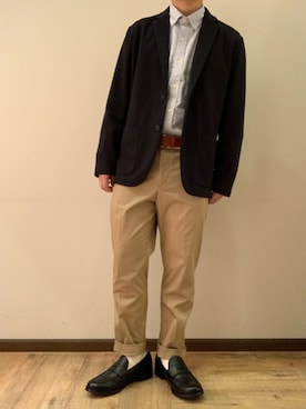 「サックスブルー」｜「アイテム（その他）」を使った、いしかわさん（メンズ・168cm）の秋コーディネート