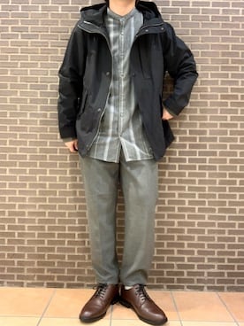 「フランネルシャツ」｜「アイテム（ブルゾン）」を使った、いしかわさん（メンズ・168cm）の冬コーディネート