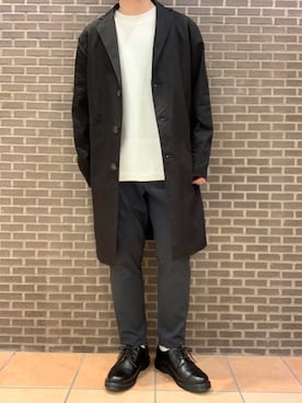 「ワッフル」｜「アイテム（チェスターコート）」を使った、いしかわさん（メンズ・168cm）の冬コーディネート