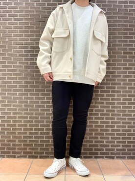 「スウエット」｜「アイテム（ブルゾン）」を使った、いしかわさん（メンズ・168cm）の冬コーディネート