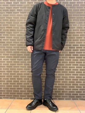 「ノーカラージャケット」｜いしかわさん（メンズ・168cm）の冬コーディネート